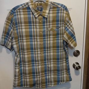 Eddie Bauer Brown and Blue Plaid Shirt Men's Size Large